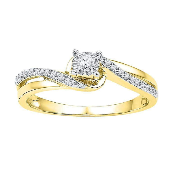 10kt Yellow Gold Womens Round Diamond Solitaire Bridal Wedding Engagement Ring 1/8 Cttw-Gold & Diamond Engagement & Anniversary Rings-7.5-JadeMoghul Inc.