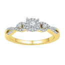 10kt Yellow Gold Women's Round Diamond Solitaire Halo Twist Bridal Wedding Engagement Ring 1/4 Cttw - FREE Shipping (US/CAN)-Gold & Diamond Engagement & Anniversary Rings-5-JadeMoghul Inc.