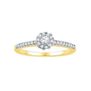 10kt Yellow Gold Womens Round Diamond Solitaire Slender Halo Bridal Wedding Engagement Ring 1/3 Cttw-Gold & Diamond Engagement & Anniversary Rings-5-JadeMoghul Inc.