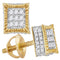 10kt Yellow Gold Women's Round Diamond Square Rope Frame Cluster Earrings 1-3 Cttw - FREE Shipping (US/CAN)-Gold & Diamond Men Earrings-JadeMoghul Inc.