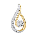10kt Yellow Gold Women's Round Diamond Teardrop Cluster Pendant 1-4 Cttw - FREE Shipping (US/CAN)-Gold & Diamond Pendants & Necklaces-JadeMoghul Inc.
