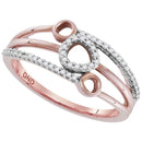 10kt Yellow Gold Womens Round Diamond Triple Circle Band Ring 1/8 Cttw-Gold & Diamond Bands-6-JadeMoghul Inc.