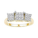 10kt Yellow Gold Women's Round Diamond Triple Cluster Bridal Wedding Engagement Ring 1-4 Cttw - FREE Shipping (USA/CAN)-Gold & Diamond Engagement & Anniversary Rings-JadeMoghul Inc.