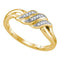 10kt Yellow Gold Womens Round Diamond Triple Row Simple Crossover Ring 1/20 Cttw - FREE Shipping (US/CAN)-Gold & Diamond Fashion Rings-6.5-JadeMoghul Inc.