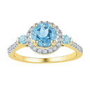 10kt Yellow Gold Women's Round Lab-Created Blue Topaz Solitaire Diamond Ring 1/5 Cttw - FREE Shipping (US/CAN)-Gold & Diamond Fashion Rings-5-JadeMoghul Inc.