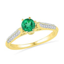 10kt Yellow Gold Women's Round Lab-Created Emerald Solitaire Diamond Ring 5/8 Cttw - FREE Shipping (US/CAN)-Rings And Bands-5-JadeMoghul Inc.