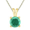 10kt Yellow Gold Womens Round Lab-Created Emerald Solitaire Pendant 1-1-3 Cttw-Gold & Diamond General-JadeMoghul Inc.