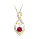 10kt Yellow Gold Womens Round Lab-Created Ruby Fashion Pendant 3-4 Cttw-Gold & Diamond Pendants & Necklaces-JadeMoghul Inc.