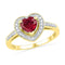 10kt Yellow Gold Womens Round Lab-Created Ruby Heart Love Ring 1.00 Cttw - FREE Shipping (US/CAN)-Gold & Diamond Fashion Rings-6.5-JadeMoghul Inc.