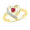 10kt Yellow Gold Women's Round Lab-Created Ruby Heart Love Ring 1/4 Cttw - FREE Shipping (US/CAN)-Gold & Diamond Fashion Rings-5-JadeMoghul Inc.