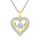 10kt Yellow Gold Women's Round Moving Twinkle Diamond Heart Outline Pendant 1-4 Cttw - FREE Shipping (US/CAN)-Gold & Diamond Pendants & Necklaces-JadeMoghul Inc.