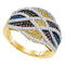 10kt Yellow Gold Women's Round Multicolor Enhanced Diamond Striped Fashion Ring 3/4 Cttw - FREE Shipping (US/CAN)-Gold & Diamond Fashion Rings-5.5-JadeMoghul Inc.