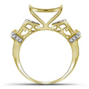 10kt Yellow Gold Womens Round Pave-set Diamond Elevated Square Cluster Ring 3/8 Cttw-Gold & Diamond Cluster Rings-5-JadeMoghul Inc.