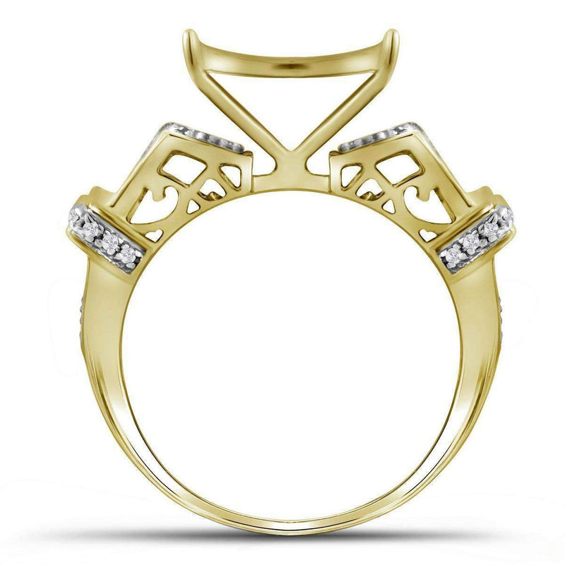 10kt Yellow Gold Womens Round Pave-set Diamond Elevated Square Cluster Ring 3/8 Cttw-Gold & Diamond Cluster Rings-5-JadeMoghul Inc.