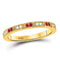 10kt Yellow Gold Women's Ruby Diamond Milgrain Stackable Band Ring 1/4 Cttw-Gold & Diamond Rings-JadeMoghul Inc.