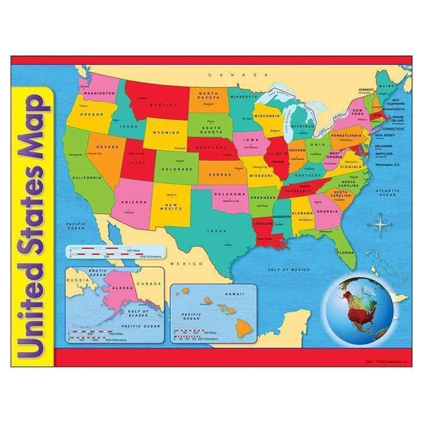(12 EA) CHART USA MAP 17X22 GR 1-8-Learning Materials-JadeMoghul Inc.