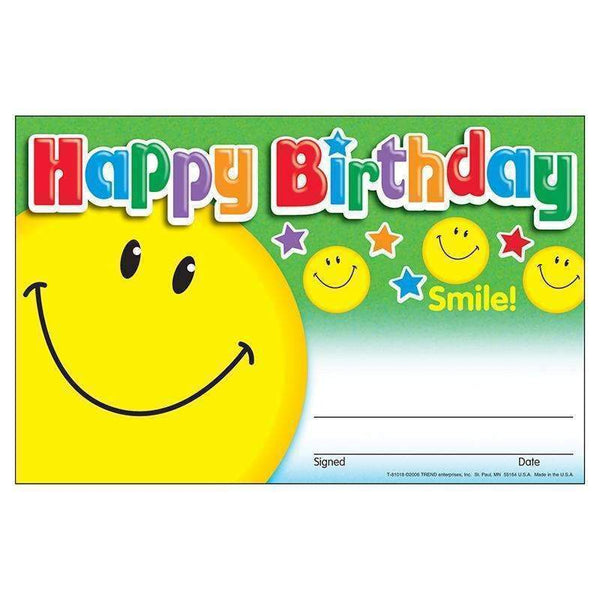(12 PK) AWARDS HAPPY BIRTHDAY SMILE-Learning Materials-JadeMoghul Inc.