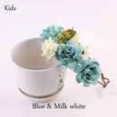 1/2PC Fashion Cute Mommy & Kids Wreath Flowers Headband Floral Crown Hairbands Travel Wedding Girls Headwear Floral Hairbands-Kids blue-JadeMoghul Inc.
