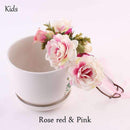 1/2PC Fashion Cute Mommy & Kids Wreath Flowers Headband Floral Crown Hairbands Travel Wedding Girls Headwear Floral Hairbands-Kids rose red-JadeMoghul Inc.