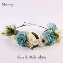 1/2PC Fashion Cute Mommy & Kids Wreath Flowers Headband Floral Crown Hairbands Travel Wedding Girls Headwear Floral Hairbands-Mommy blue-JadeMoghul Inc.