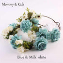 1/2PC Fashion Cute Mommy & Kids Wreath Flowers Headband Floral Crown Hairbands Travel Wedding Girls Headwear Floral Hairbands-Mommy Kids blue-JadeMoghul Inc.