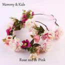 1/2PC Fashion Cute Mommy & Kids Wreath Flowers Headband Floral Crown Hairbands Travel Wedding Girls Headwear Floral Hairbands-Mommy Kids rose red-JadeMoghul Inc.