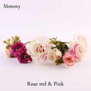 1/2PC Fashion Cute Mommy & Kids Wreath Flowers Headband Floral Crown Hairbands Travel Wedding Girls Headwear Floral Hairbands-Mommy rose red-JadeMoghul Inc.
