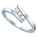 14k White Gold Round 3-Stone Diamond Women's Bridal Wedding Engagement Ring 1/6 .15 Cttw - FREE Shipping (USA/CAN)-Gold & Diamond Engagement & Anniversary Rings-5-JadeMoghul Inc.