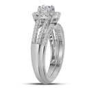 14k White Gold Women's Princess Diamond Bridal Wedding Engagement Ring Band Set 1 Cttw - FREE Shipping (US/CAN)-Gold & Diamond Wedding Ring Sets-5.5-JadeMoghul Inc.
