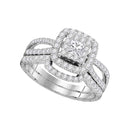 14K White Gold Women's Princess Diamond Bridal Wedding Engagement Ring Band Set 1.00 Cttw - FREE Shipping (US/CAN)-Gold & Diamond Wedding Ring Sets-5-JadeMoghul Inc.