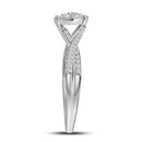 14k White Gold Women's Round Diamond Halo Bridal Wedding Engagement Anniversary Ring 1/3 Cttw - FREE Shipping (US/CAN)-Gold & Diamond Engagement & Anniversary Rings-6-JadeMoghul Inc.