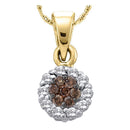 14k Yellow Gold Cognac-brown Color Enhanced Flower Cluster Diamond Women's Pendant 1-4 Cttw - FREE Shipping (US/CAN)-Gold & Diamond Pendants & Necklaces-JadeMoghul Inc.