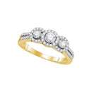 14k Yellow Gold Women's Round Diamond 3-stone Bridal Wedding Engagement Ring 3/4 Cttw - FREE Shipping (US/CAN)-Gold & Diamond Engagement & Anniversary Rings-5.5-JadeMoghul Inc.