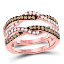 14kt Rose Gold Women's Brown Color Enhanced Diamond Solitaire Enhancer Wedding Band 1/2 Cttw-Gold & Diamond Bands-JadeMoghul Inc.