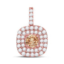 14kt Rose Gold Women's Brown Color Enhanced Diamond Solitaire Pendant 1.00 Cttw-Gold & Diamond Pendants & Necklaces-JadeMoghul Inc.