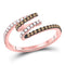 14kt Rose Gold Women's Brown Color Enhanced Diamond Spiral Coil Band Ring 1/3 Cttw-Gold & Diamond Rings-JadeMoghul Inc.