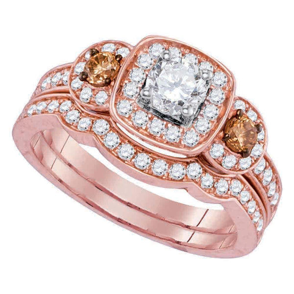 14kt Rose Gold Women's Diamond Bridal or Engagement Ring Band Set 1.00 Cttw-Gold & Diamond Wedding Jewelry-JadeMoghul Inc.