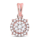 14kt Rose Gold Women's Diamond Flower Cluster Pendant 1/4 Cttw-Gold & Diamond Pendants & Necklaces-JadeMoghul Inc.