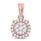 14kt Rose Gold Women's Diamond Flower Cluster Pendant 1/4 Cttw-Gold & Diamond Pendants & Necklaces-JadeMoghul Inc.