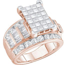 14kt Rose Gold Women's Princess Diamond Cluster Bridal Wedding Engagement Ring 2.00 Cttw - FREE Shipping (US/CAN)-Gold & Diamond Engagement & Anniversary Rings-JadeMoghul Inc.