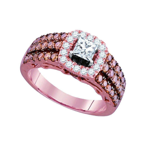 14kt Rose Gold Womens Princess Diamond Solitaire Bridal Wedding Engagement Ring 1-1-2 Cttw-Gold & Diamond Engagement & Anniversary Rings-JadeMoghul Inc.