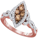 14kt Rose Gold Women's Round Brown Diamond Oval Cluster Twist Bridal Wedding Engagement Ring 7/8 Cttw - FREE Shipping (US/CAN)-Gold & Diamond Engagement & Anniversary Rings-5-JadeMoghul Inc.