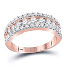 14kt Rose Gold Women's Round Cognac-brown Color Enhanced Diamond Band Ring 1.00 Cttw - FREE Shipping (US/CAN)-Gold & Diamond Bands-11-JadeMoghul Inc.