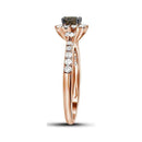 14kt Rose Gold Women's Round Cognac-brown Color Enhanced Diamond Solitaire Bridal Wedding Engagement Ring 3/4-Gold & Diamond Engagement & Anniversary Rings-5-JadeMoghul Inc.