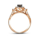 14kt Rose Gold Women's Round Cognac-brown Color Enhanced Diamond Solitaire Bridal Wedding Engagement Ring 3/4-Gold & Diamond Engagement & Anniversary Rings-5-JadeMoghul Inc.