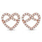 14kt Rose Gold Womens Round Diamond Pretzel Heart Stud Earrings 1-6 Cttw-Gold & Diamond Earrings-JadeMoghul Inc.