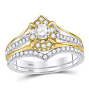 14kt Two-tone Gold Women's Diamond Bridal or Engagement Ring Band Set 7/8 Cttw-Gold & Diamond Wedding Jewelry-JadeMoghul Inc.
