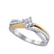 14kt Two-tone Gold Womens Princess Diamond Cluster Bridal Wedding Engagement Ring 1/4 Cttw-Gold & Diamond Engagement & Anniversary Rings-6.5-JadeMoghul Inc.