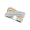 14kt Two-tone White Yellow Gold Women's Round Diamond Crossover Fashion Band Ring 1.00 Cttw - FREE Shipping (US/CAN)-Gold & Diamond Bands-JadeMoghul Inc.