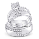 14kt White Gold His & Hers Diamond Cluster Bridal Wedding Ring Band Set-Gold & Diamond Wedding Jewelry-7.5-JadeMoghul Inc.